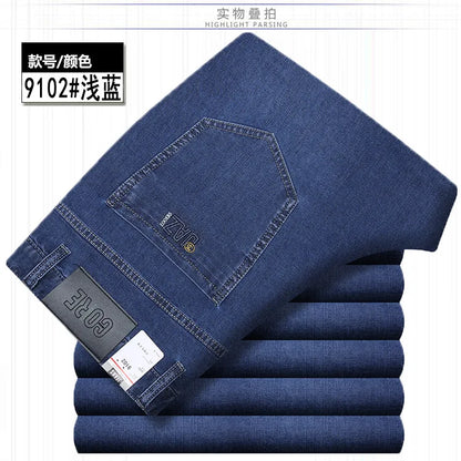 Jean Denim Fin pour Homme, Pantalon Droit, Décontracté, Bleu, Noir, Gris, Vêtements d'Été, Taille 40 42