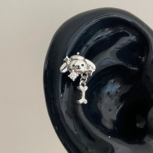 Boucles d'oreilles en argent pour femmes, 1 pièce, griffe d'os de chien en acier inoxydable 316L,