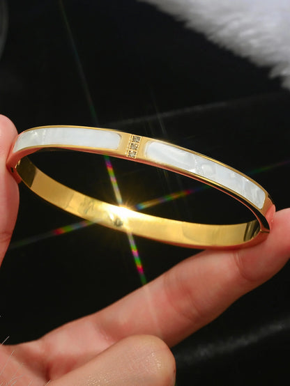 Ensemble de bracelets en acier inoxydable zircon, élégant, simple et polyvalent, étanche et ne se décolore pas facilement, 1/5 pièces