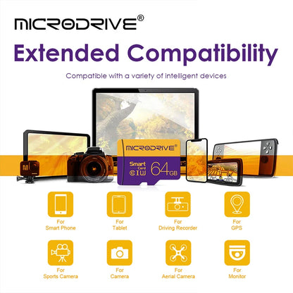 Carte mémoire micro TF haute vitesse, carte SD, 128 Go, 256 Go, classe 10, 4 Go, 8 Go, 16 Go, 32 Go, V10, carte TF pour smartphones, appareil photo et haut-parleurs