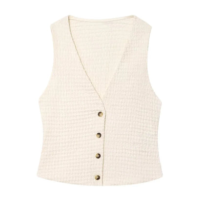 HXAO femmes deux pièces ensemble Texture pantalon ensembles sans manches gilet haut et bas ensemble femmes été Baggy pantalon ensemble 2 pièces ensembles décontractés