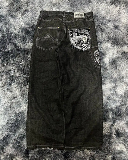SouthPole Wash jean hommes américain gothique Hip Hop rétro lettre graphique jambe droite pantalon Harajuku mode ample Couple pantalon large
