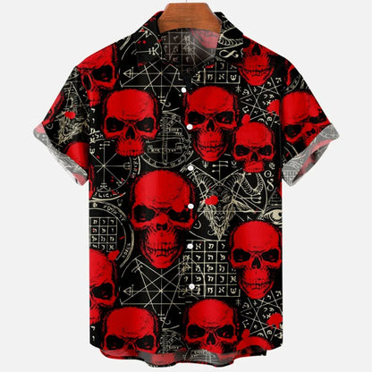 Chemise hawaïenne à manches courtes pour hommes, vêtements amples et respirants, imprimé diable horreur en 3d, été, 2024