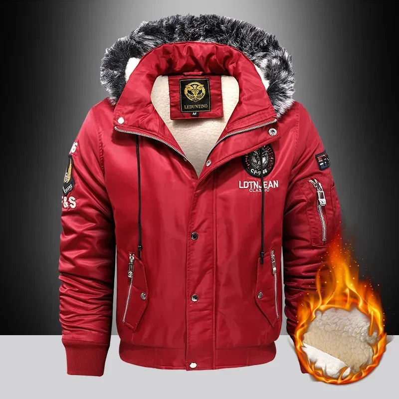 Parka épaisse en duvet pour homme, manteau surdimensionné en velours épais, marque garde au chaud, noir, bleu, rouge, veste rembourrée, hiver 2024