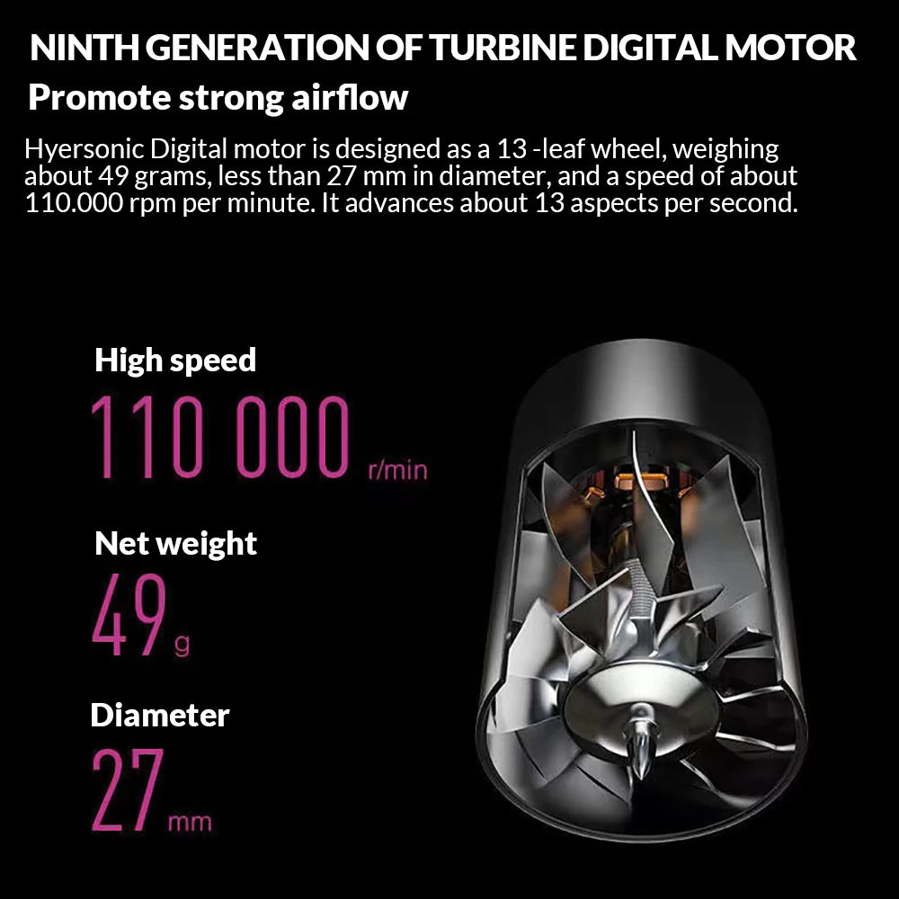 Sèche-cheveux électrique ionique 5 en 1, sèche-cheveux sans lame à grande vitesse, Ion négatif professionnel, 1.8M, Super sans feuilles