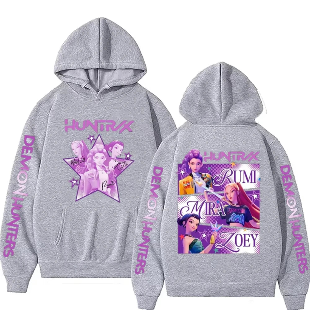 Kpop chasseurs de démons Fanmerch Mira Rumi Zoey Huntrix homme à capuche Harajuku hauts pull homme femme sweat Fans cadeau