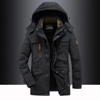 Nouveau hiver hommes Parkas à capuche décontracté longues doudoune polaire chaud outillage vestes bonne qualité mâle extérieur manteaux d'hiver taille 5