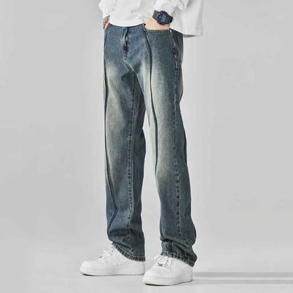 DistMurcia-Jean Vintage à Jambes Larges et Droites pour Homme, Vêtement Polyvalent, Style Américain, Été