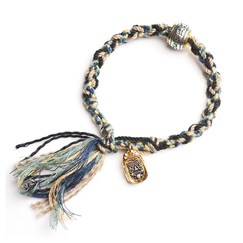 Corde sale tibétaine frottant à la main Bracelet en coton produit fini tissé à la main vent tibétain Zakiram Ga Wu boîte corde à main pour femmes
