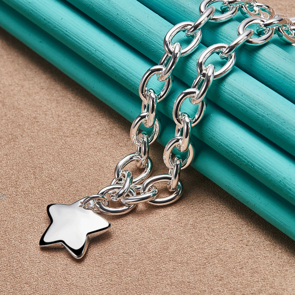 DOTEFFIL 925 pendentif étoile en argent Sterling 18 pouces chaîne collier pour femme mariage fiançailles bijoux de mode