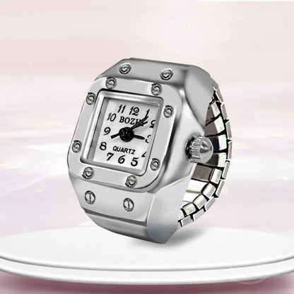 Montre de doigt punk vintage pour hommes et femmes, mini bracelet élastique,