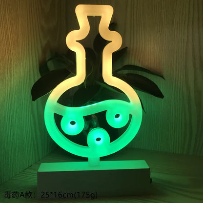 Décoration d'halloween néons chapeau de sorcière bonbons fantôme lampe de fête pour chambre Bar café décor éclairage crâne bébé veilleuse