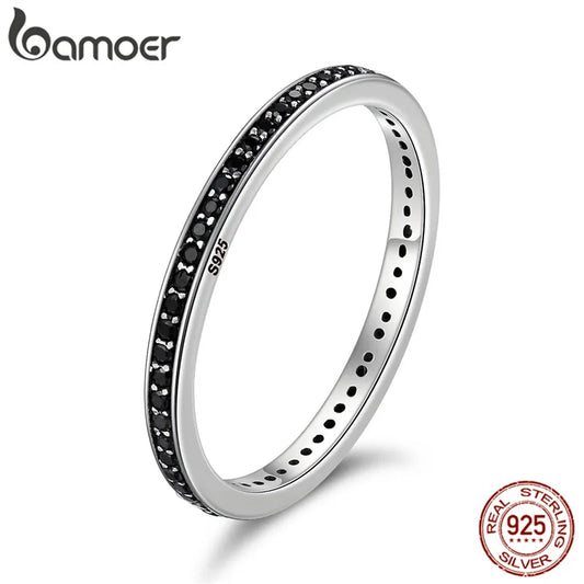 BAMOER authentique 925 en argent Sterling éblouissant CZ anneaux empilables pour les femmes bijoux de mariage mère cadeau SCR114