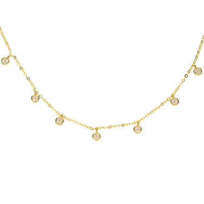 Collier ras du cou en argent Sterling 925 pour femmes, Station CZ transparente, multi-charmes, à la mode, délicat, points Disco, goutte d'eau, pendentif