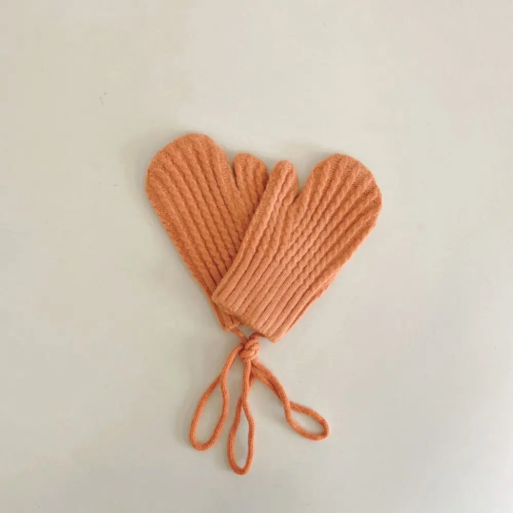Gants en tricot résistants au froid pour enfants, mitaines chaudes, gants à laçage décontractés, document solide, automne, hiver, nouveau