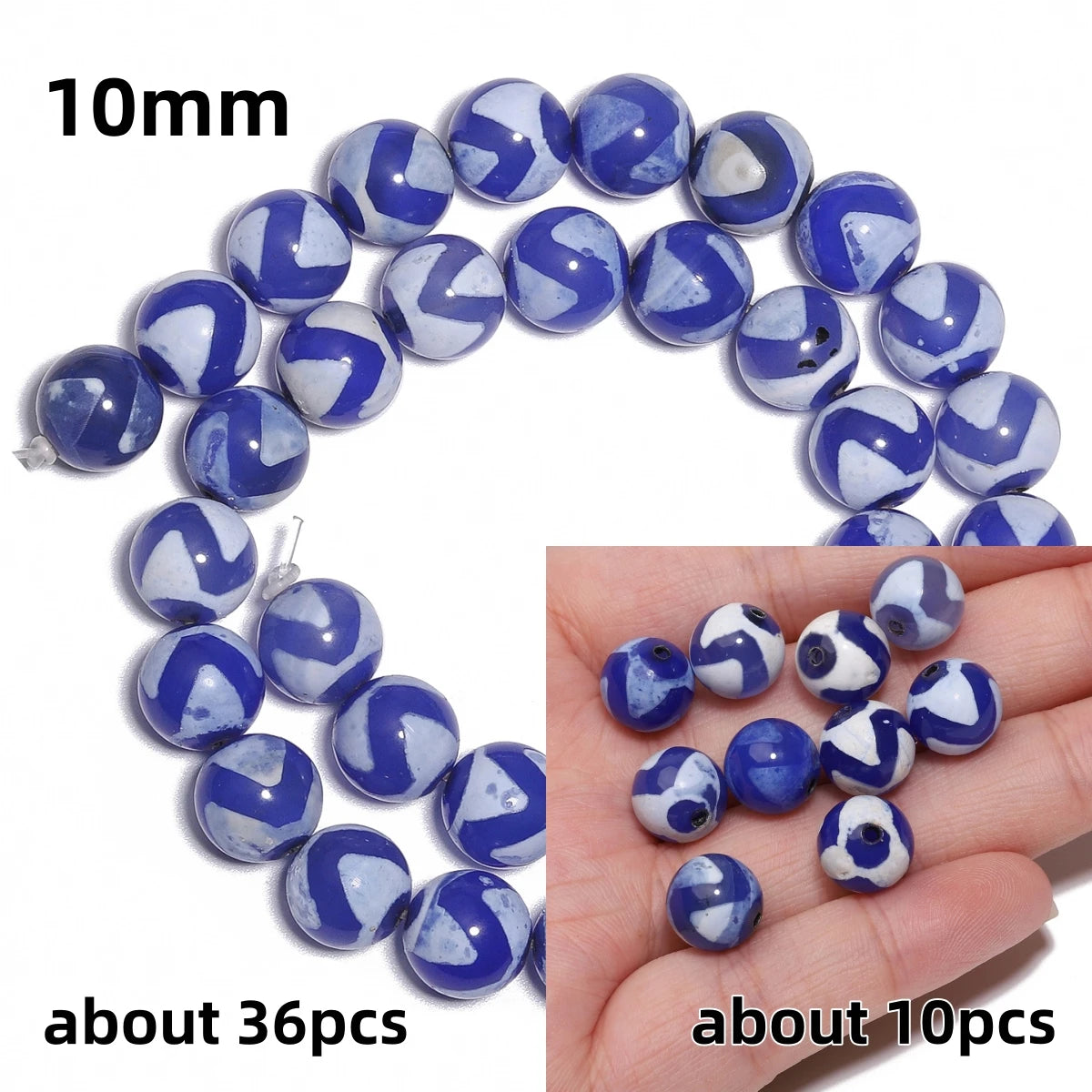 Perles rondes en agate Dzi naturelle, prière tibétaine, prairie mystique, perles pour bijoux, bricolage exécutif, accessoires de bracelet vintage, 6mm, 8mm, 10mm