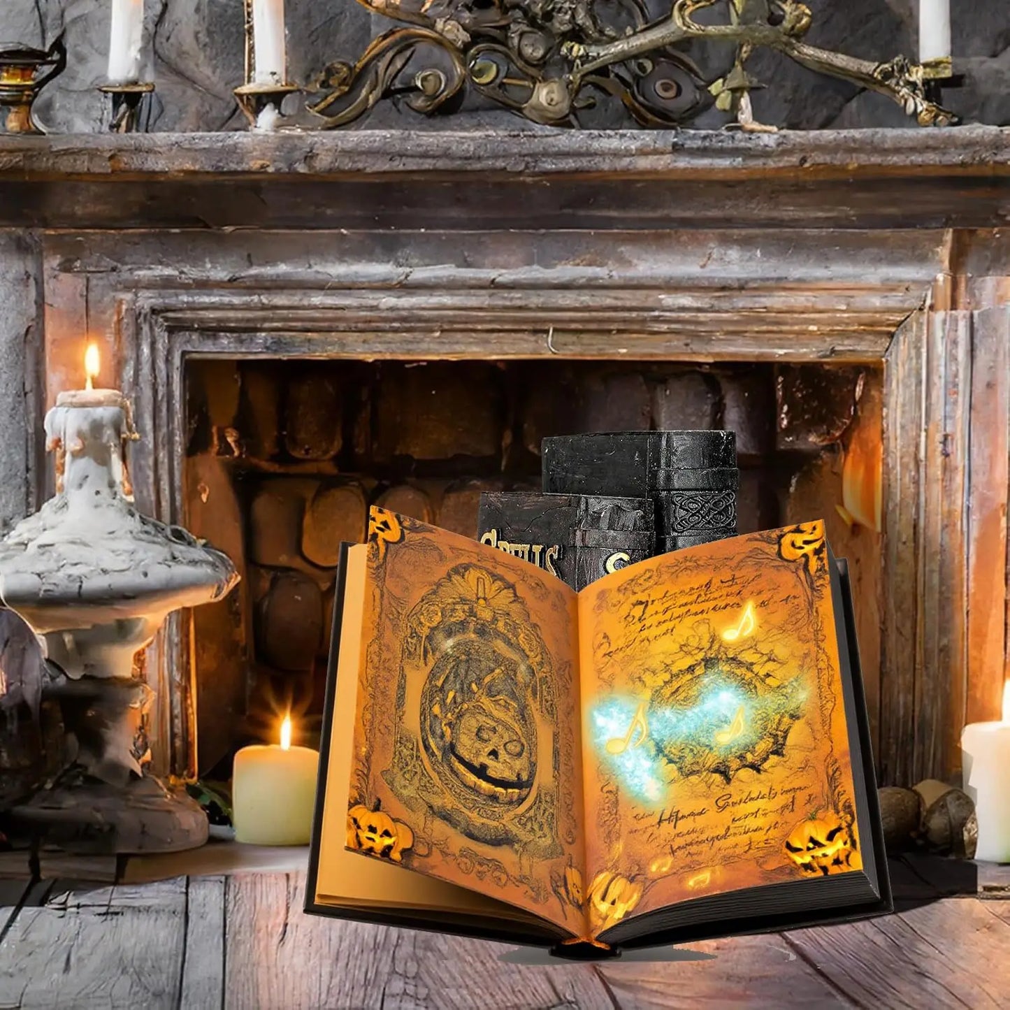 Livre de magie électrique avec son de squelette et lumière, décorations d'halloween, accessoires d'ambiance pour Festivals, cour, pelouse