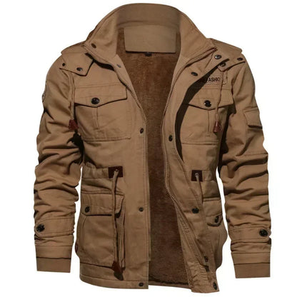 Hommes polaire fourrure doublé épais mi-long coton veste à manches longues automne hiver vestes décontractée