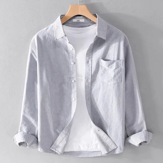 Ox Cloth irt hommes décontracté Long Sve couleur Pure été Busin décontracté polyvalent coupe ample jeunesse tendance anti-déversement