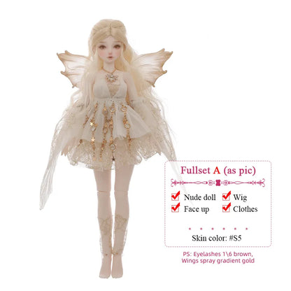 Nette Angel Firefly 1/6 Big Seins Wings Spray, Gradient Gold, Panoramic of Light Elf Archer, BJD Resin Ball Jointed Butter