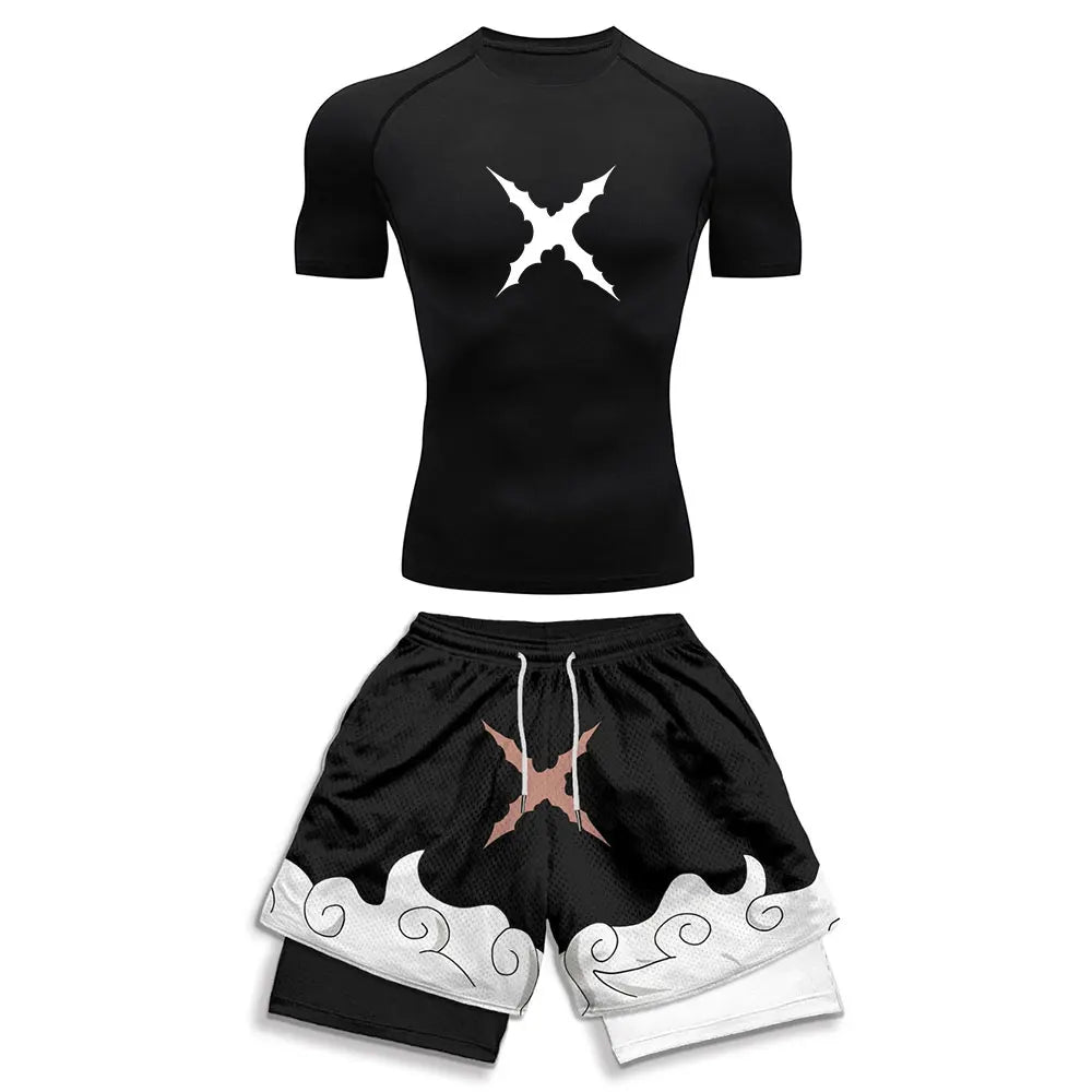 2025 Costume de sport de compression imprimé à la mode Vêtements d'été Costume athlétique pour hommes - Élégant Fitness Running Ensemble deux pièces décontracté