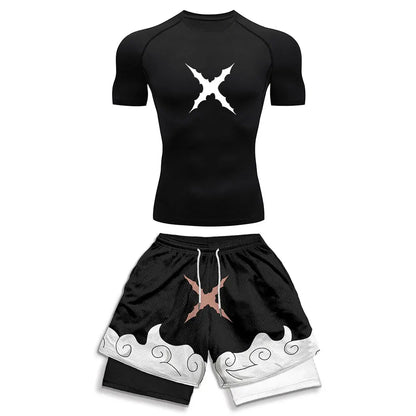 2025 Costume de sport de compression imprimé à la mode Vêtements d'été Costume athlétique pour hommes - Élégant Fitness Running Ensemble deux pièces décontracté