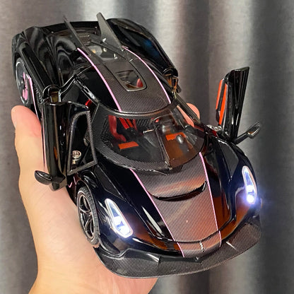 1:24 jesko absolut Supercar alliage métal moulé sous pression modèle voiture son et lumière retirer enfants jouet Miniature véhicule cadeau d'anniversaire