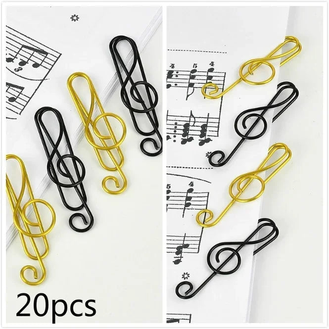 20 pièces pinces à papier de musique créative Notes de musique pinces de support de trombone signet bureau école papeterie étudiants cadeau