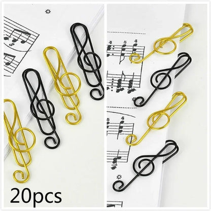 20 pièces pinces à papier de musique créative Notes de musique pinces de support de trombone signet bureau école papeterie étudiants cadeau