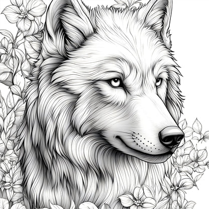 Livre de coloriage Wolf Pack pour adultes – 20 pages de loups de prairie détaillés, livre de coloriage de thérapie d'art thérapeutique