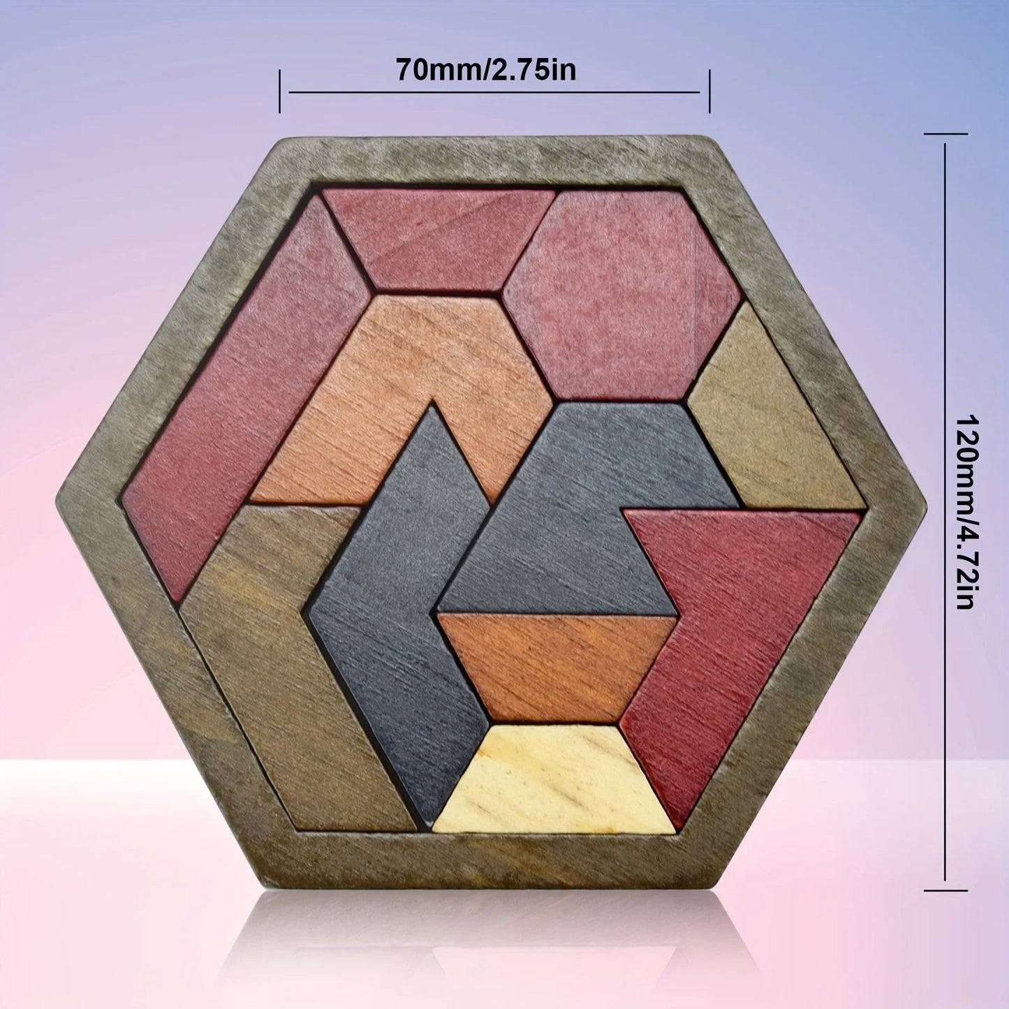 Puzzle Tangram hexagonal, jouets en bois pour enfants et adultes, puzzle stimulant, casse-tête en bois pour adultes