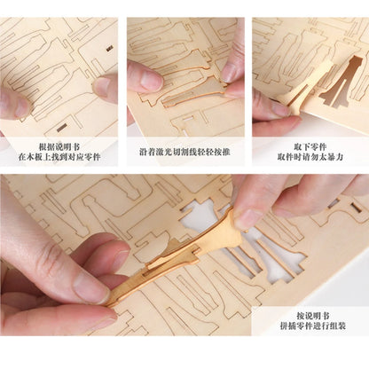 Planche de puzzle en bois 3D pour enfants, jouets d'assemblage de chat, bloc de construction fait à la main, découpé au Laser, modèle de puzzle de Koala de poisson Montessori