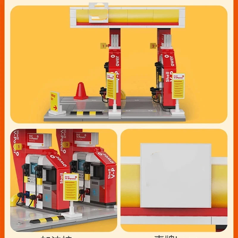 MOC City – Station de vente au détail, série de lavage de voiture, bloc de construction, modèle de dépanneur, briques, jouets pour enfants, cadeaux de bricolage
