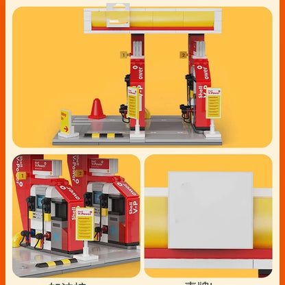 MOC City – Station de vente au détail, série de lavage de voiture, bloc de construction, modèle de dépanneur, briques, jouets pour enfants, cadeaux de bricolage