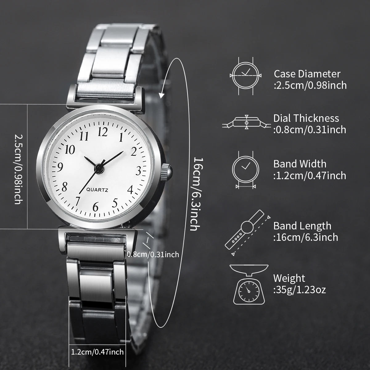 Montre à quartz compacte avec bracelet en forme de cœur pour femme, cadran rond, mode, ensemble de 4 pièces