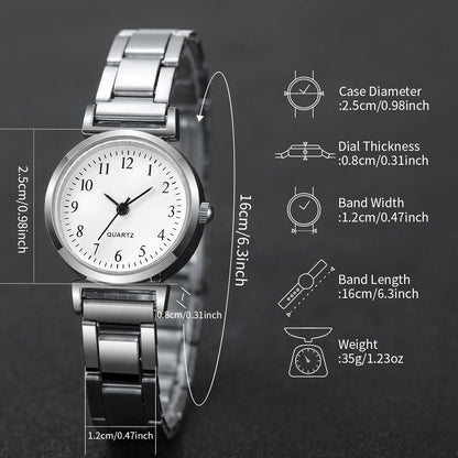 Montre à quartz compacte avec bracelet en forme de cœur pour femme, cadran rond, mode, ensemble de 4 pièces