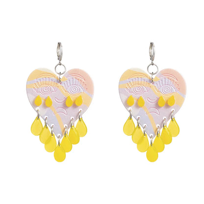 Boucles d'oreilles en acrylique JeTassel pour femmes, flammes européennes, gouttes, coeur, crâne, lame de chat, bijoux punk, gels de poisson, étoile