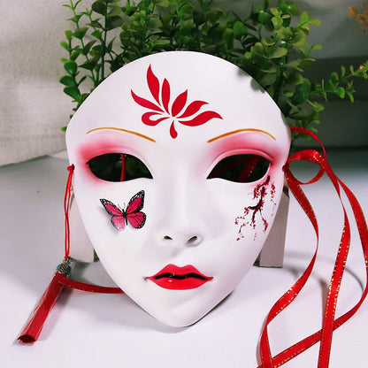 Masque de fête d'Halloween pour adultes, visage complet, style chinois, peint à la main, décoration, accessoires, mascara, anime, Tim, Hanfu
