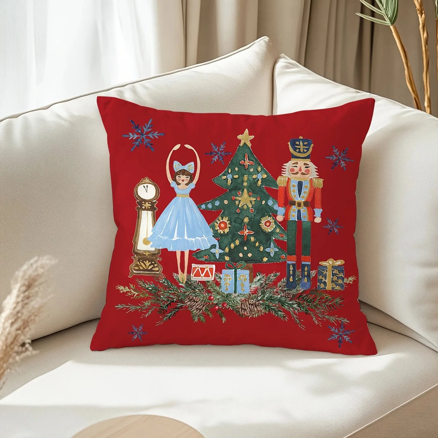 Taies d'oreiller de Noël casse-noisette et de ballet : décor rouge festif avec casse-noisette, ballerines et plus! décoration de la maison