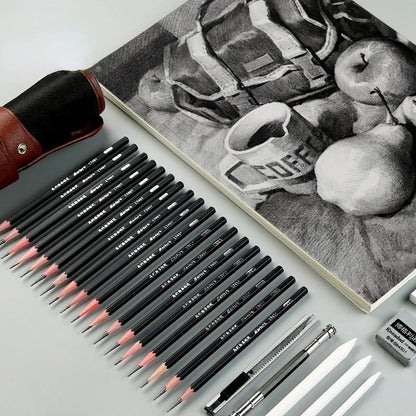 Ensemble de crayons de croquis pour débutants, 29 pièces, Kit professionnel, matériau imperméable, vêtements durables, fournitures scolaires