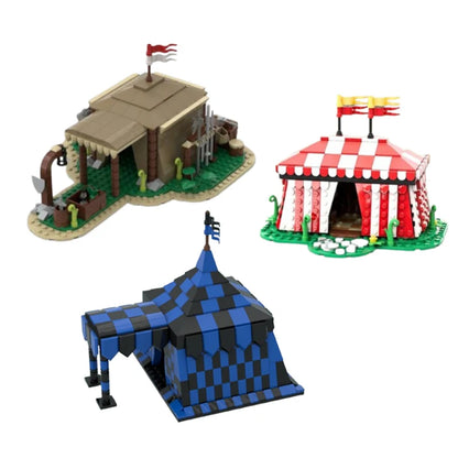 CreSauu-décennie s de construction d'architecture médiévale assemblés par des parents, puzzle modèle de tente, vue sur la rue, petits MOC-132503 ponctuels, 85668, 145861