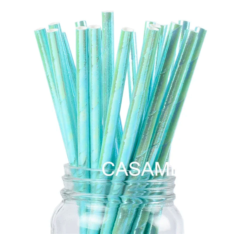 Pailles lridescentes pour décoration de fête, carnaval, mariage, anniversaire d'enfants, fête préChristophe, Noël, fournitures congelées, 25 pièces