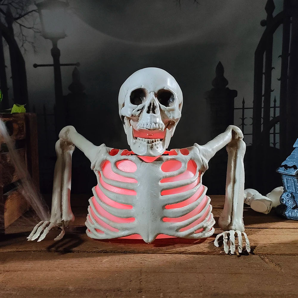 Décorations d'halloween, crâne scintillant, squelette, tête humaine, maison hantée, cour extérieure, accessoires d'horreur, fournitures de maison effrayantes pour vacances