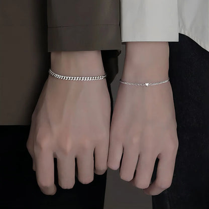 Ensemble de 2 pièces de Bracelets de Couple en acier inoxydable pour femmes et hommes