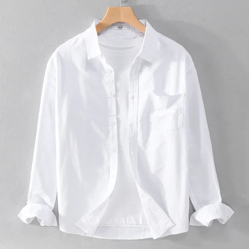Ox Cloth irt hommes décontracté Long Sve couleur Pure été Busin décontracté polyvalent coupe ample jeunesse tendance anti-déversement