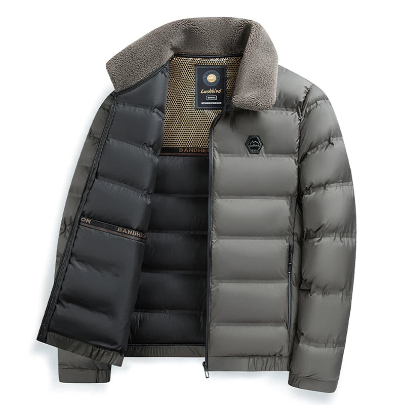 Parka à col grand pour homme, vêtement d'extérieur épais et décontracté, coupe cintrée, imperméable, chaud, col montant, nouvelle collection hiver 2026