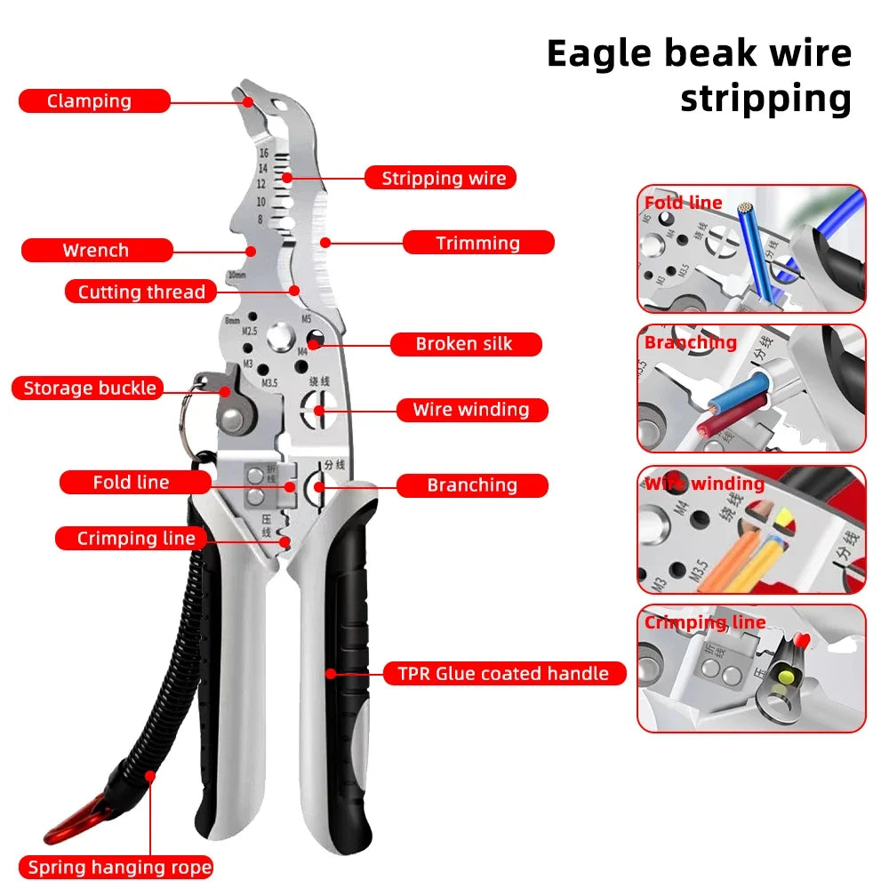 Pince à sertir multifonctionnelle, coupe-câble, dénudeur de fil électrique automatique réglable, outil manuel de Terminal de dénudage