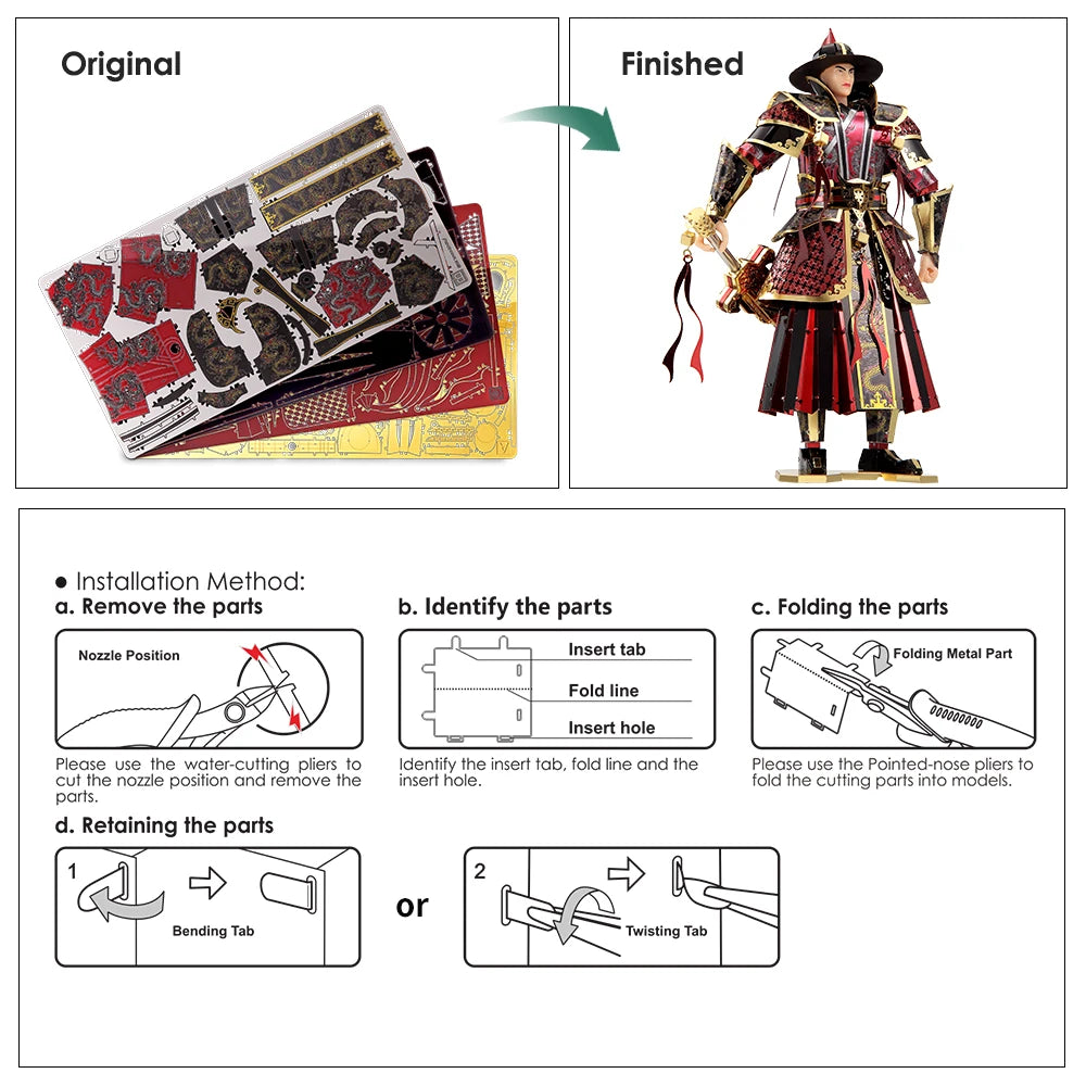 Piececool-Puzzle 3D en métal, Les Gardes Impériaux de la ociastie Ming, Kit de Modèle d'Assemblage à Faire Soi-Même, Jouets pour Adolescent et Adulte