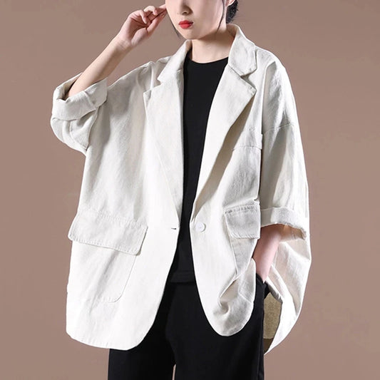 Printemps automne 2025 nouvelle femme coréenne costume ample manteau femmes littéraire un bouton solide Blazer veste Cardigan vêtements d'extérieur femme
