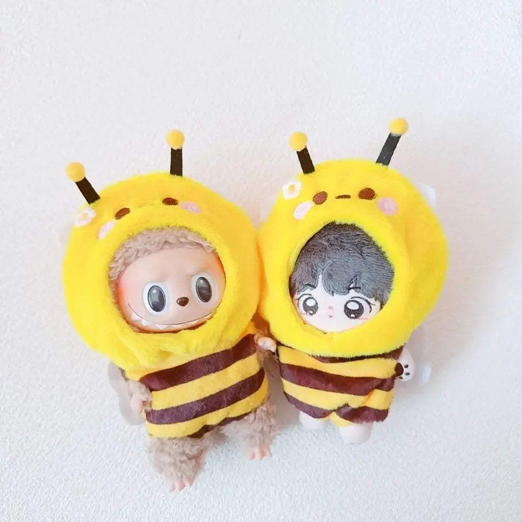 Tenue de fête assise labubu V1 V2 de 17cm, vêtements en vinyle, poupée petite abeille, onesie, poupées mignonnes, accessoires de décoration